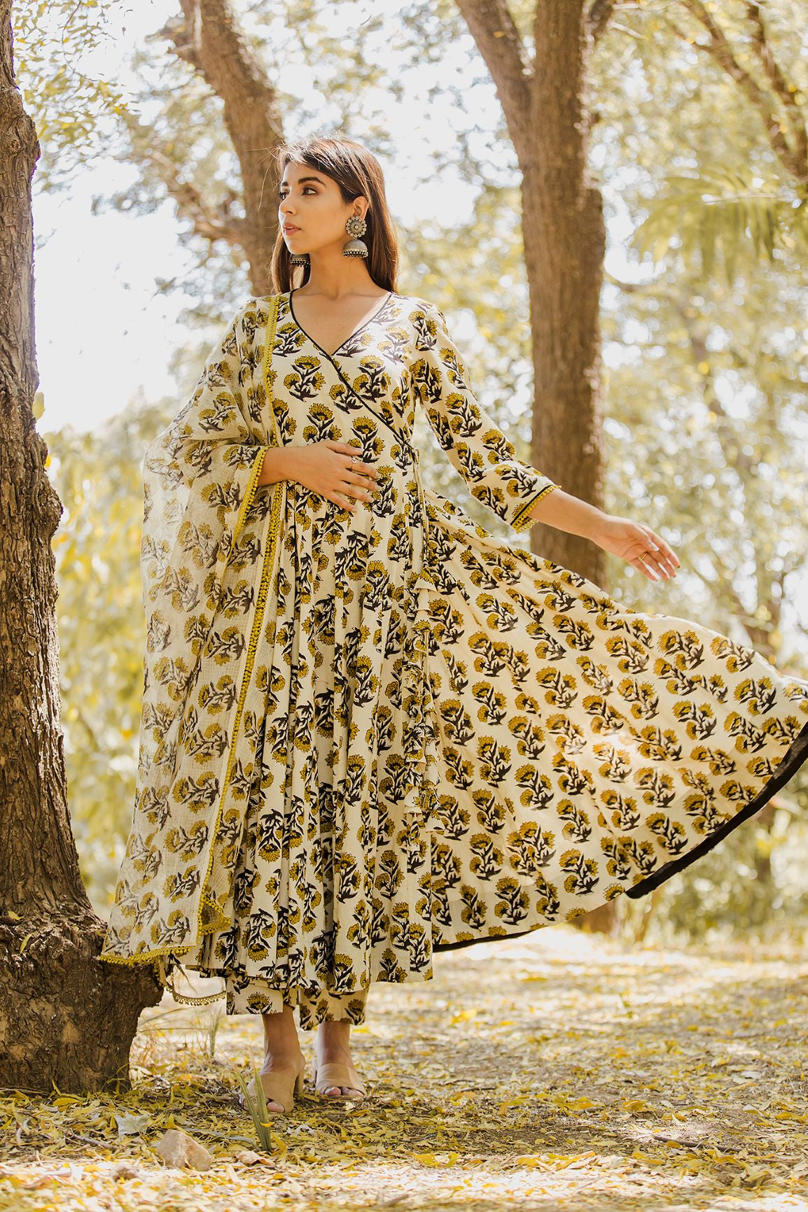 Khizan Yellow Anarkali Set