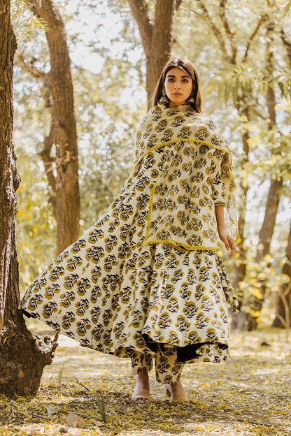 Khizan Yellow Anarkali Set
