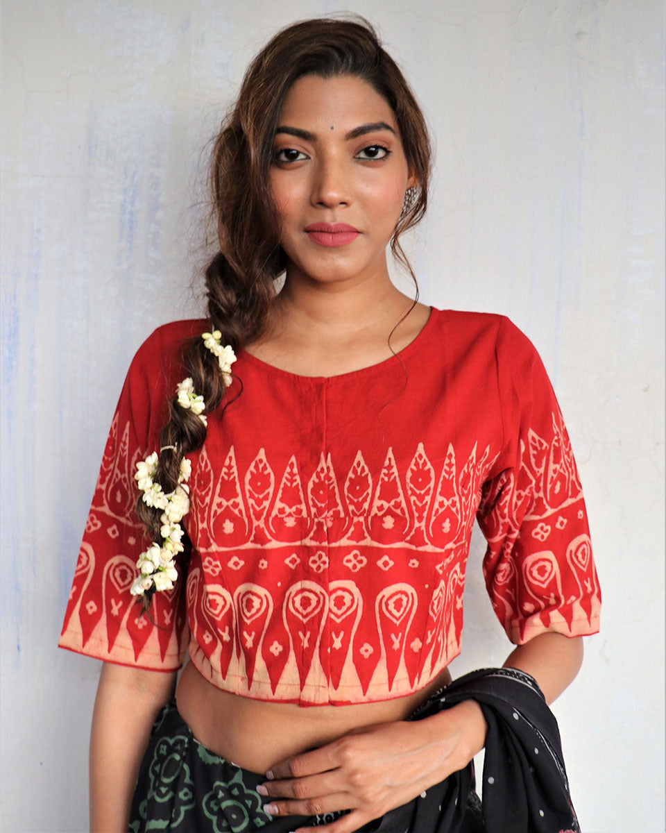 Chidiyaa Red Cotton Blouse