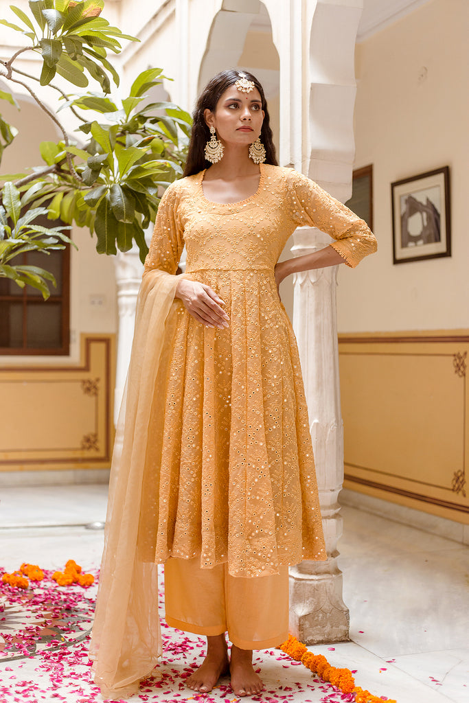 Damini Yellow Anarkali Set