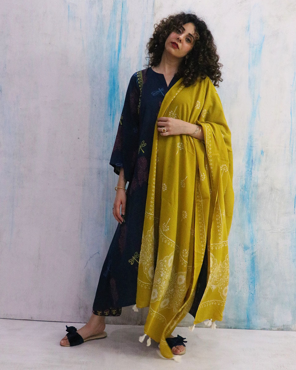 Chidiyaa Yellow Cotton Dupatta
