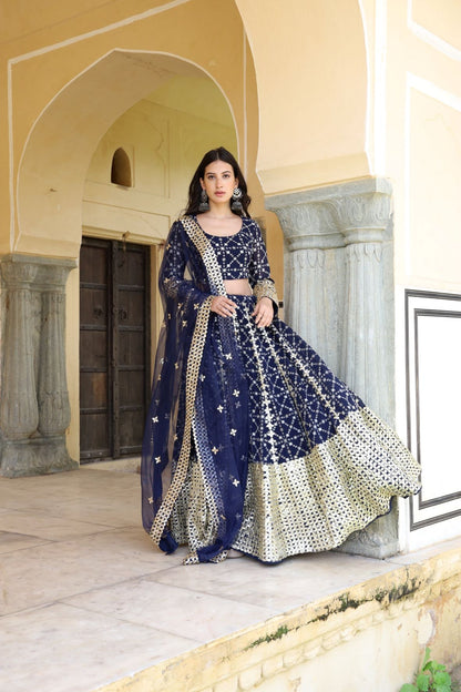 Nanda Blue Lehenga Set
