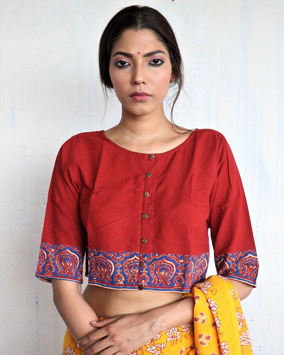 Chidiyaa Maroon Cotton Blouse