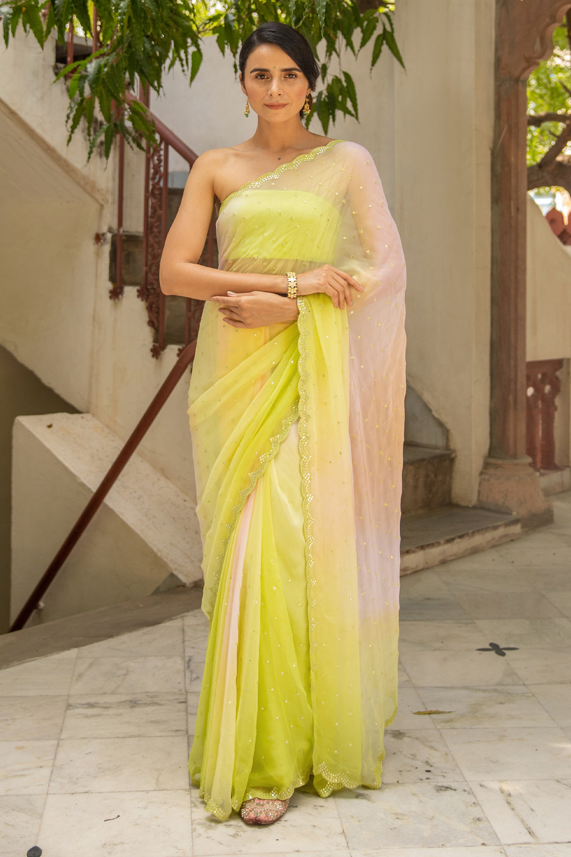 Multicolor Pure Chiffon Saree, With Blouse Piece at Rs 550 in Surat