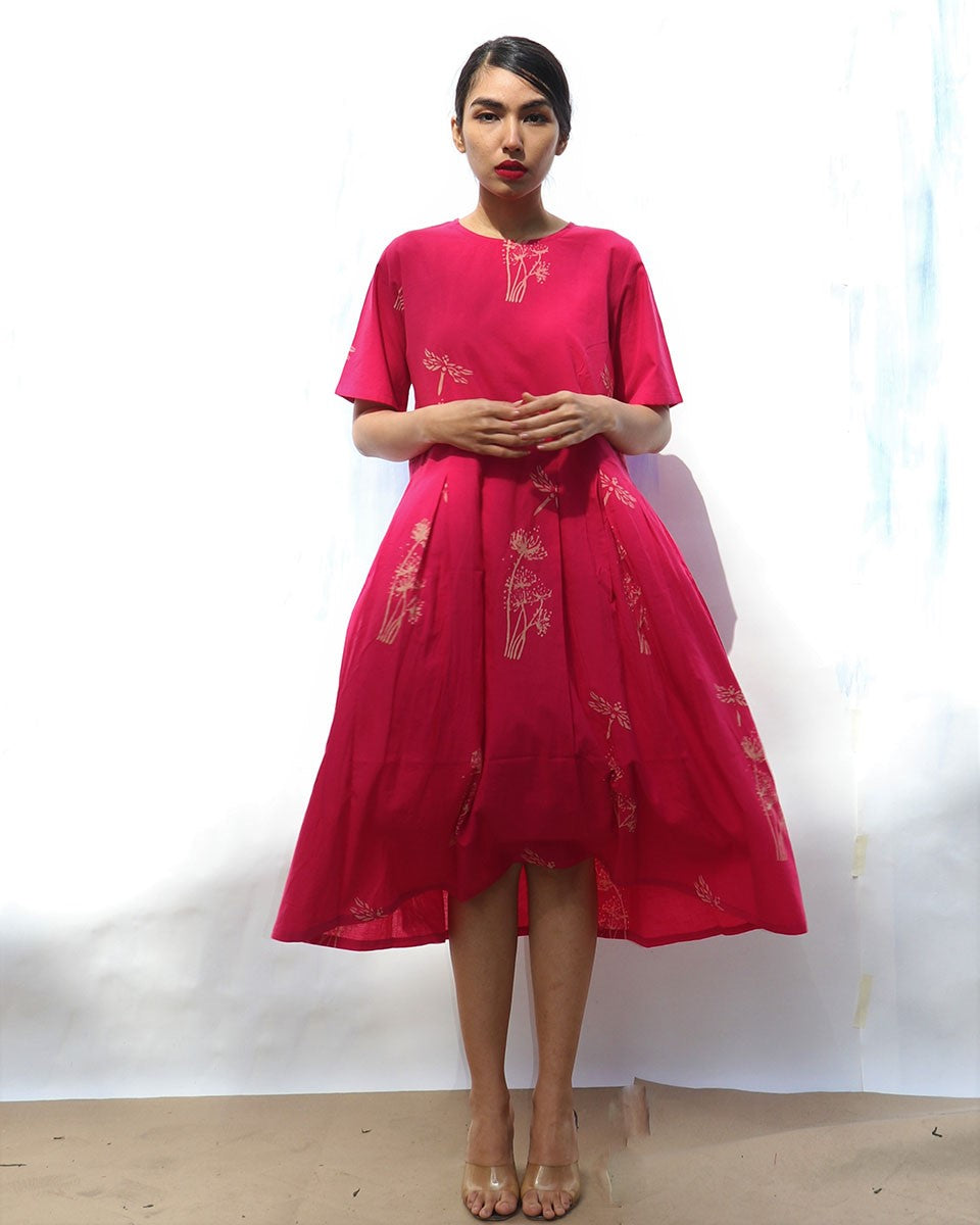 Chidiyaa SKD Rani Handprinted Pure Cotton Wildflower Dress