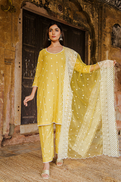 Janhvi Kapoor In Hairat Yellow Straight Set