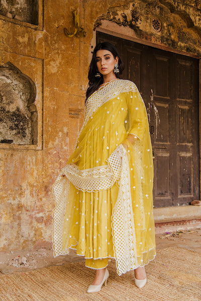 Deepika Padukone In Hairat Yellow Anarkali Set
