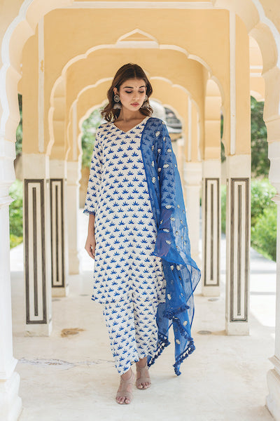 Padmini Blue Straight Set