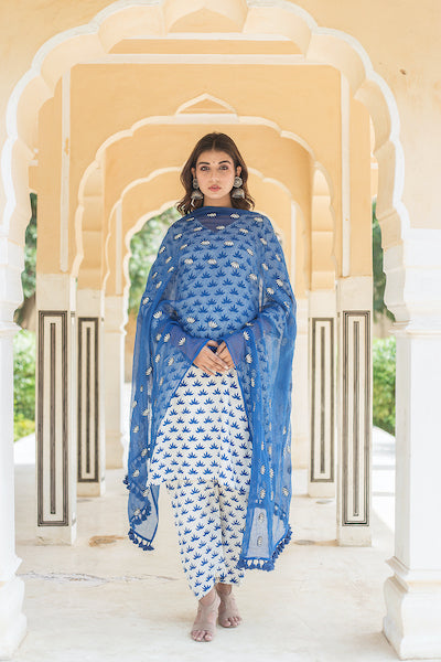 Padmini Blue Straight Set