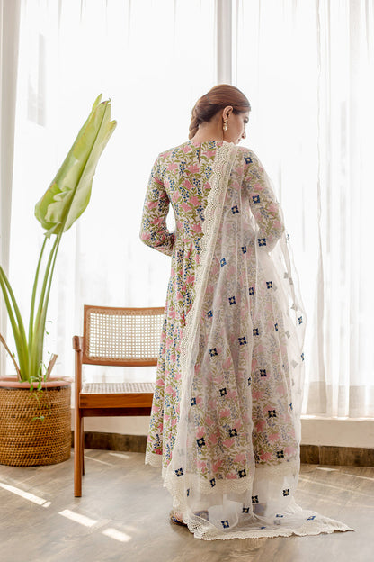 Dahlia White Anarkali Set