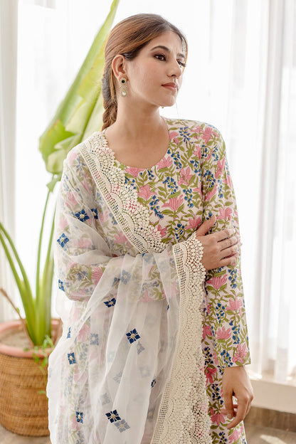 Dahlia White Anarkali Set