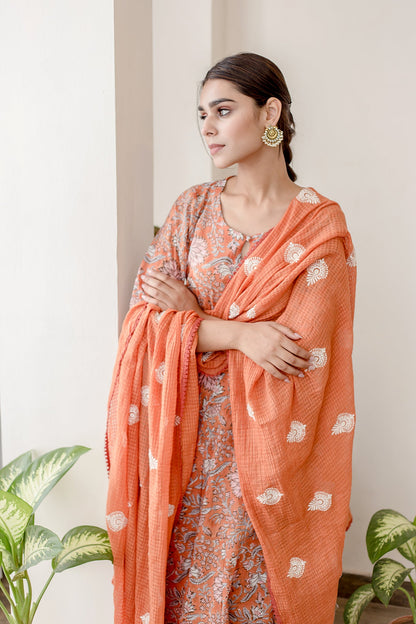 Orchid Orange Anarkali Set