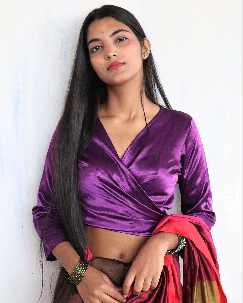 Chidiyaa Purple Mashru Silk Blouse