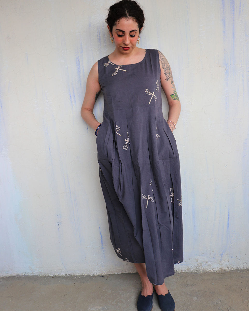 Chidiyaa Grey Cotton Dress