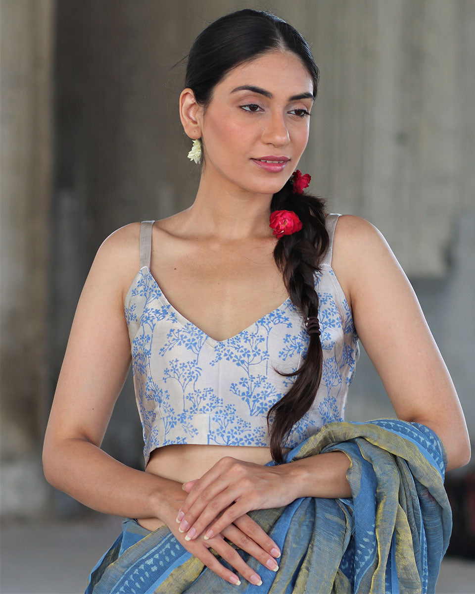 Chidiyaa Off White Mashru Silk Blouse