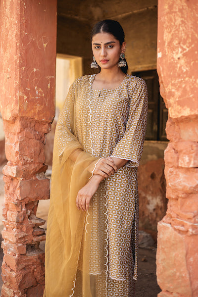 Classic Brown Chikan Set