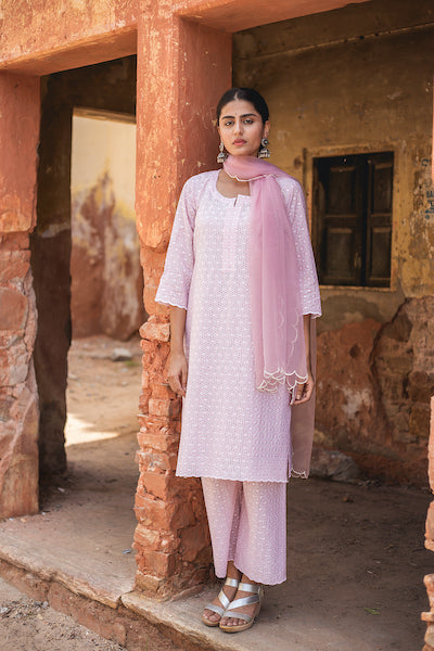 Classic Pink Chikan Set