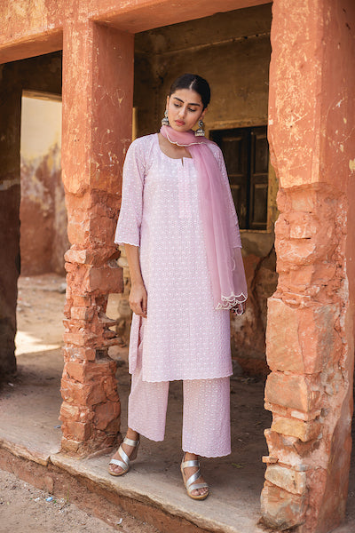 Classic Pink Chikan Set