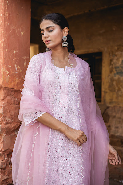 Classic Pink Chikan Set