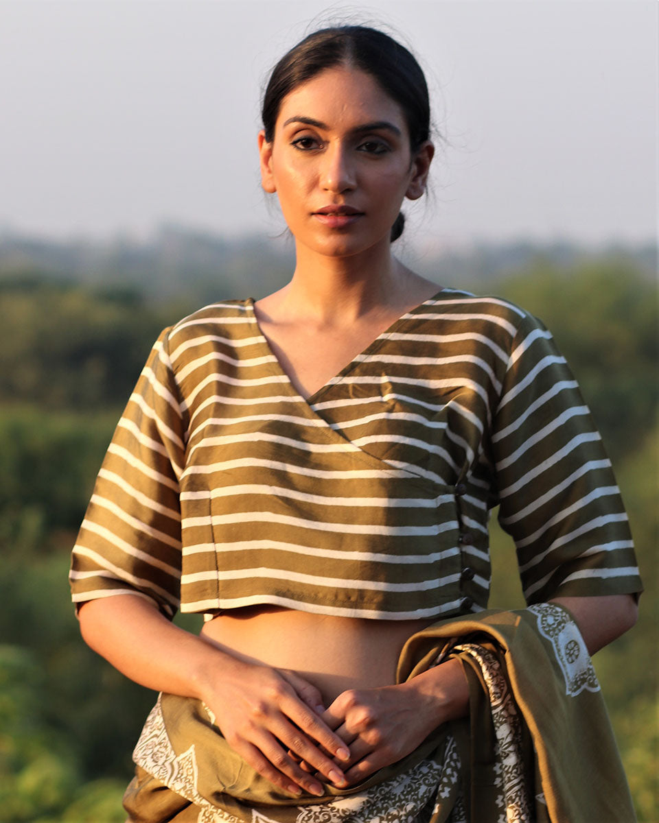 Chidiyaa Olive Cotton Blouse