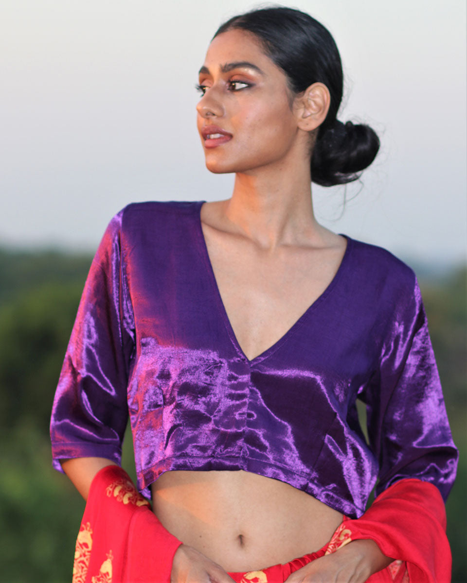 Chidiyaa Purple Cotton Blouse