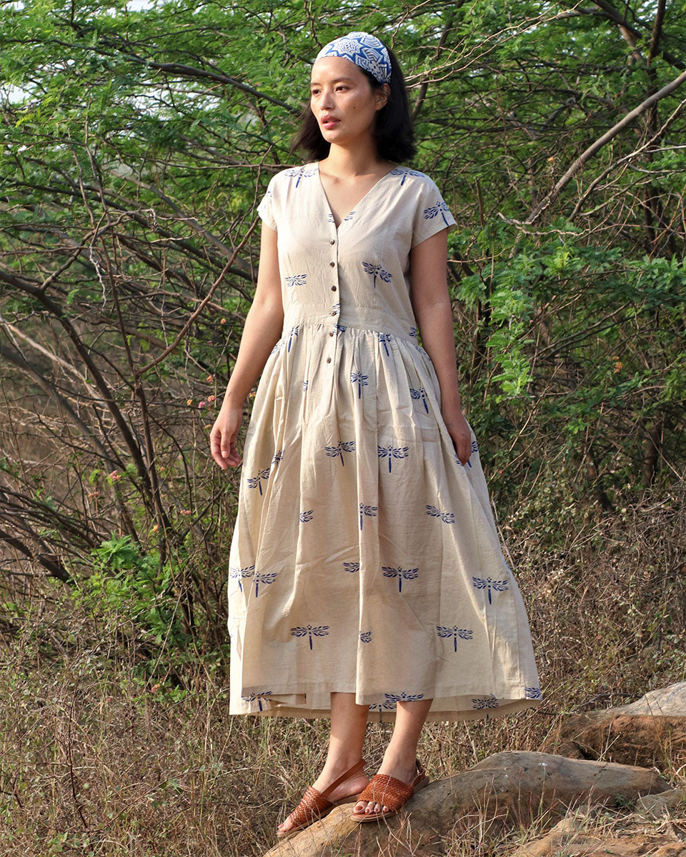 Chidiyaa Beige Cotton Dress