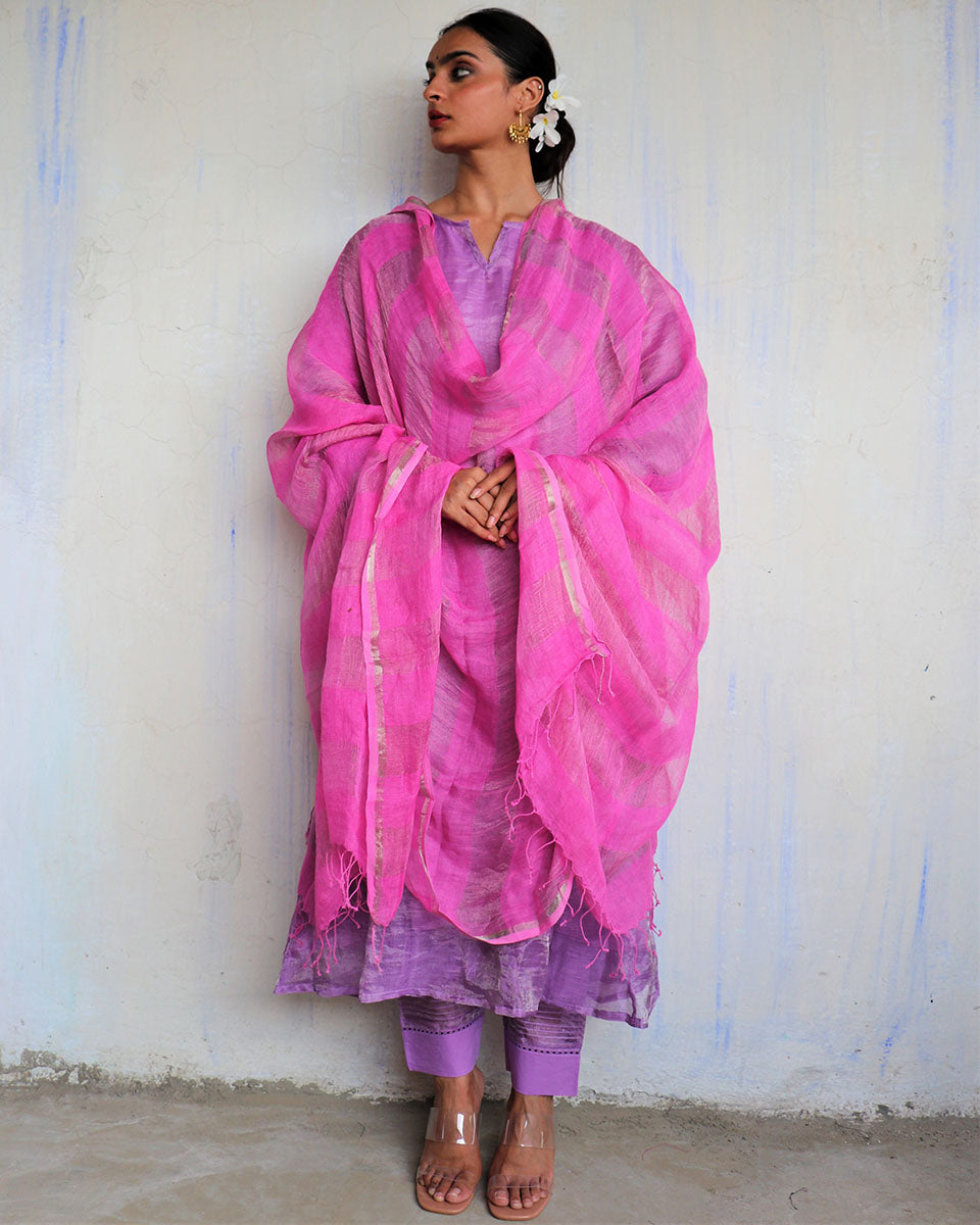 Chidiyaa Light Pink Handwoven Dupatta Roshni