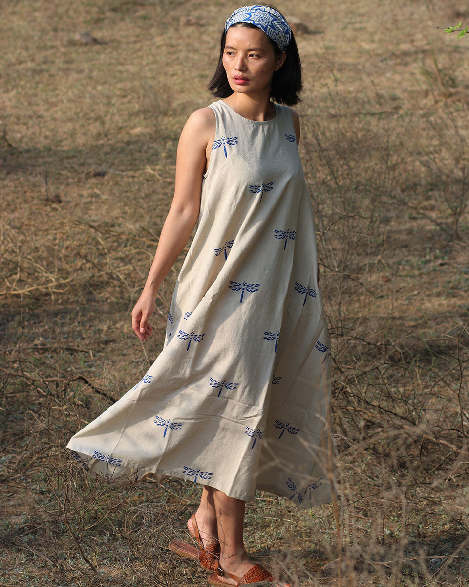 Chidiyaa Beige Cotton Dress