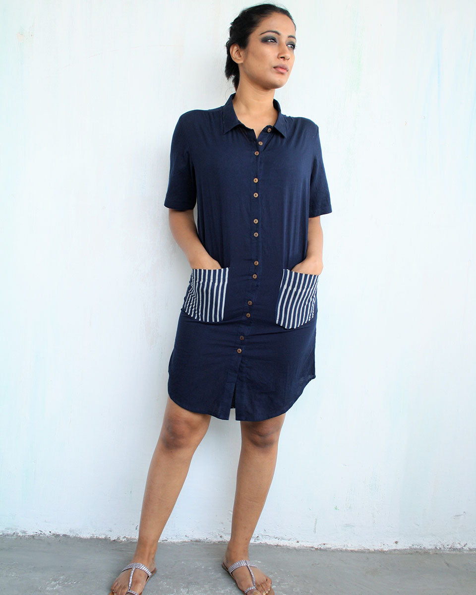 Chidiyaa Blue Cotton Dress