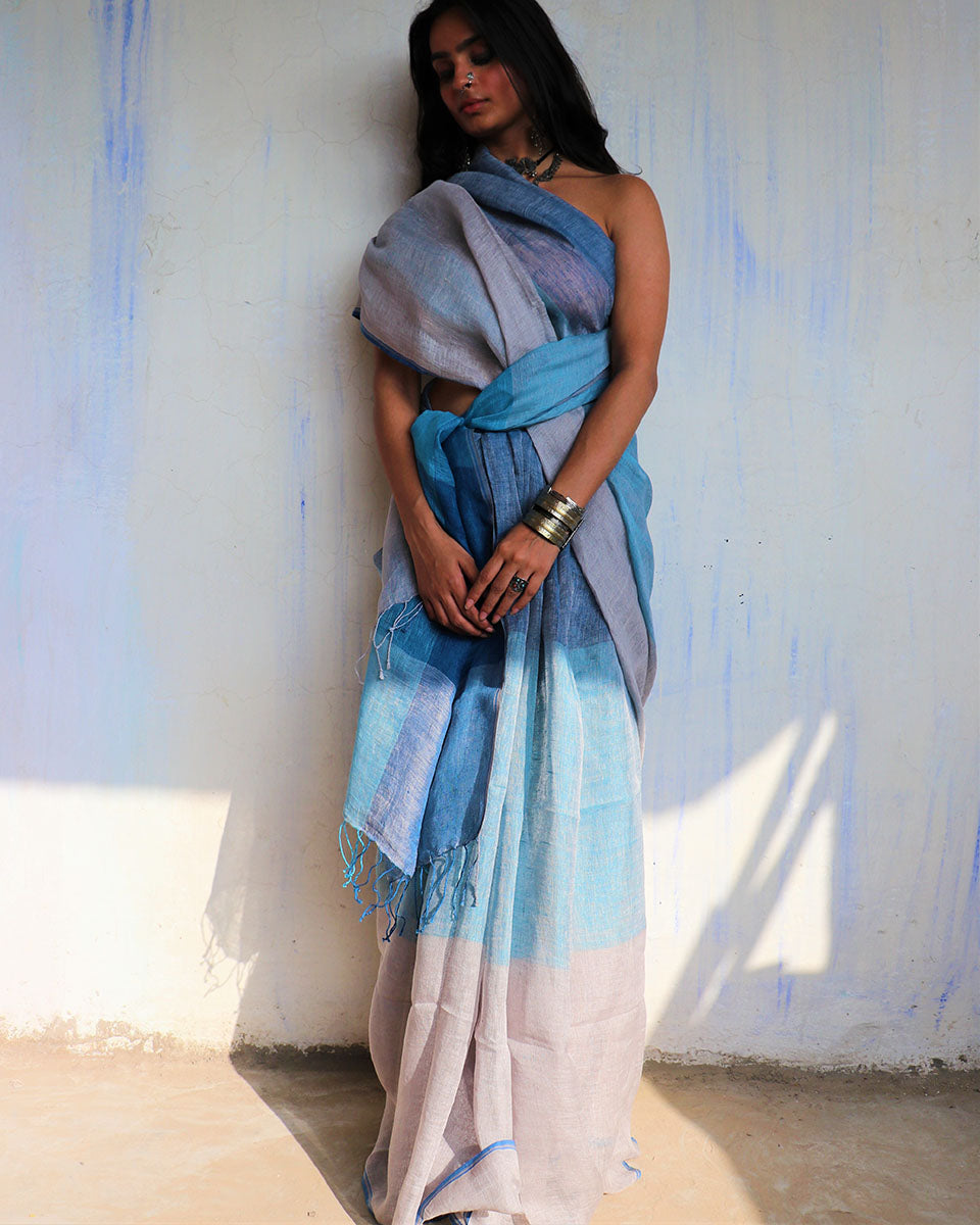 Chidiyaa Ivory Cotton Saree with Unstitched Blouse
