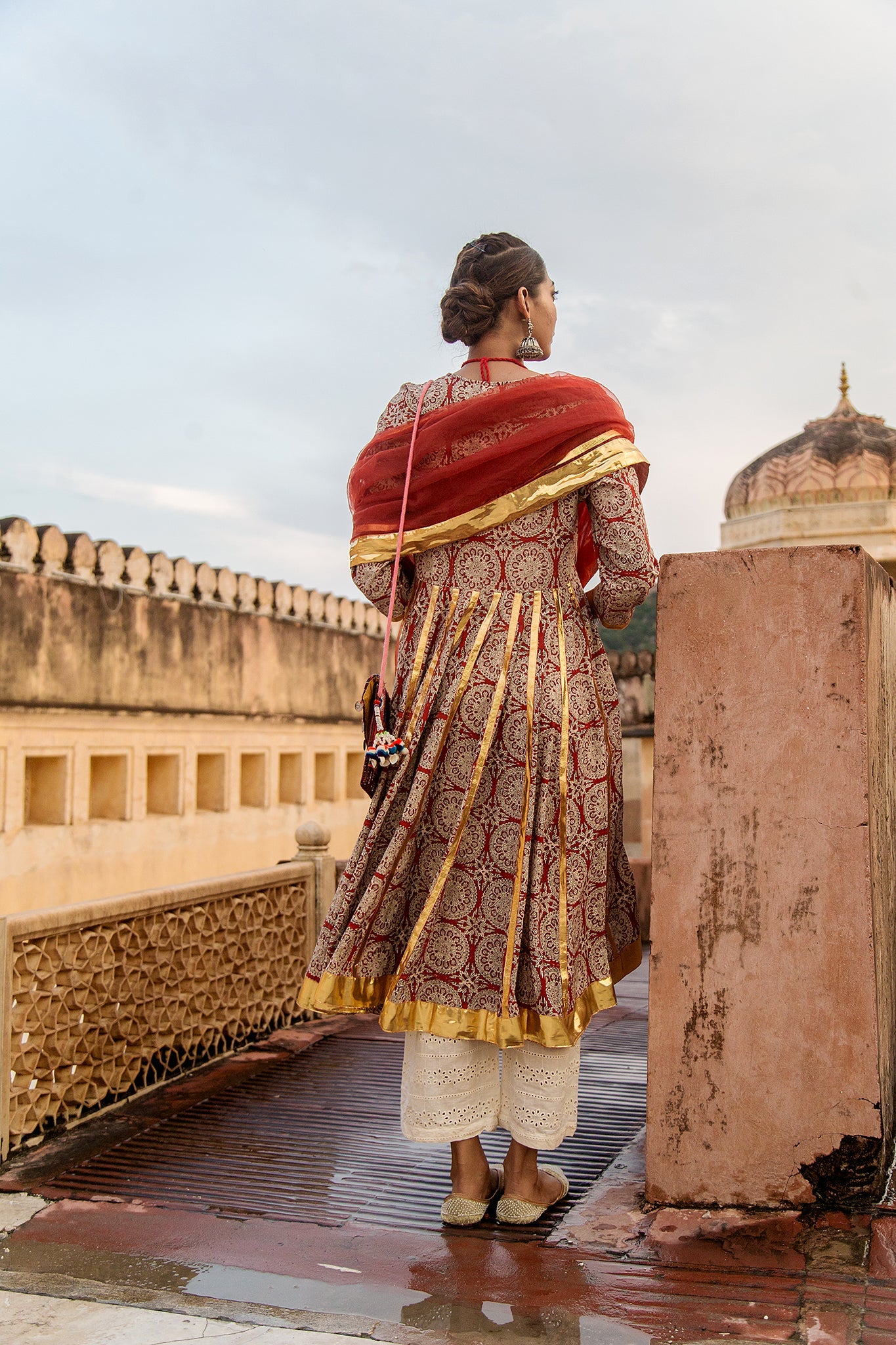 Inara  Red Anarkali Set