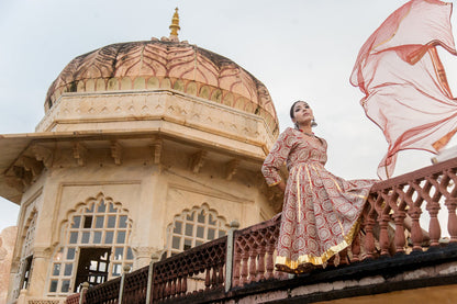 Inara  Red Anarkali Set