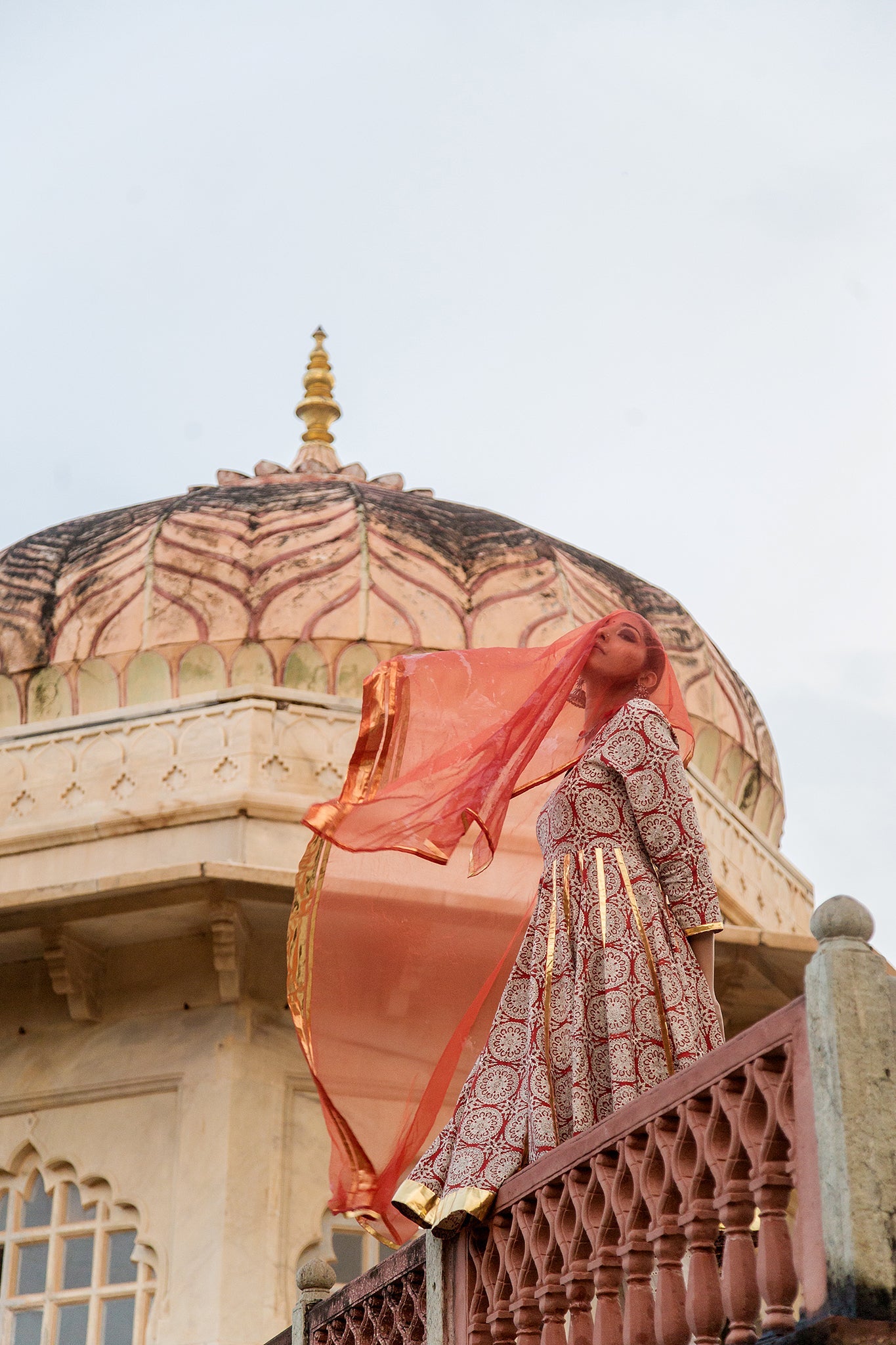 Inara  Red Anarkali Set