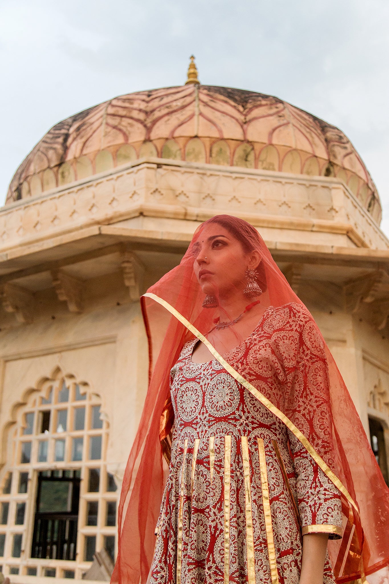 Inara  Red Anarkali Set