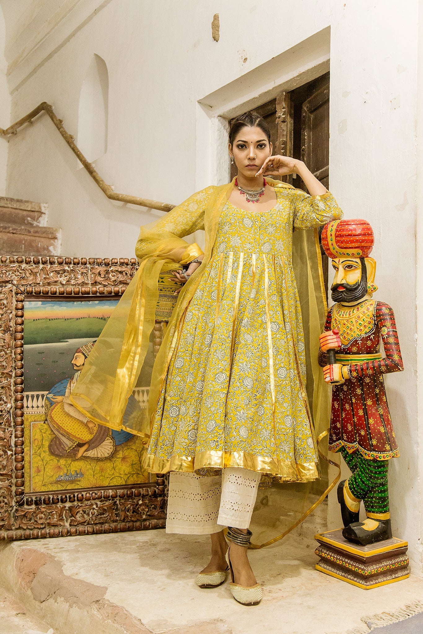 Inara Yellow Anarkali Set