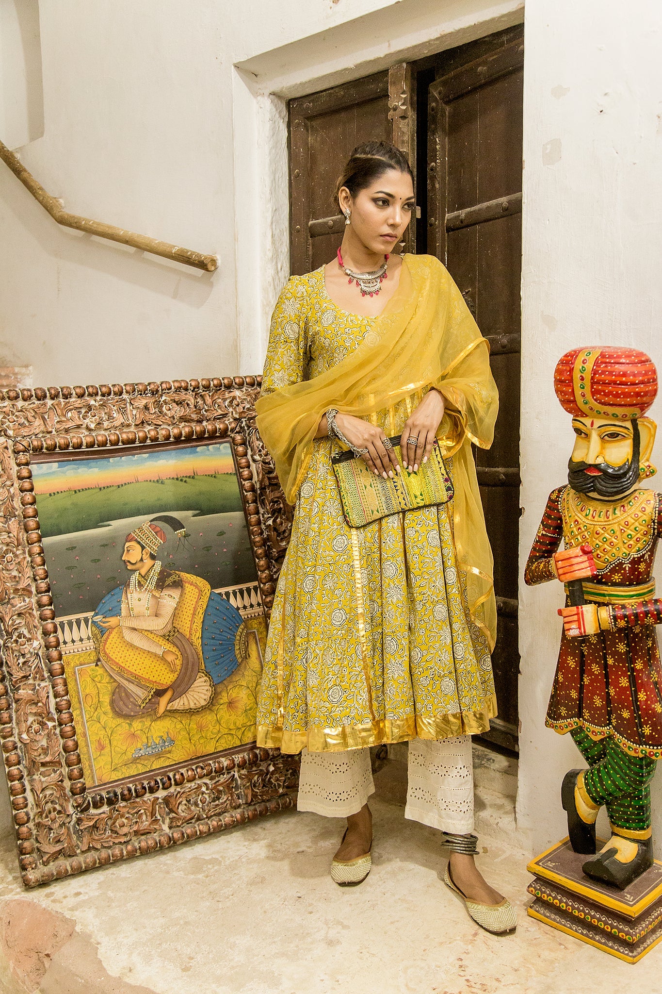 Inara Yellow Anarkali Set