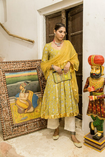 Inara Yellow Anarkali Set