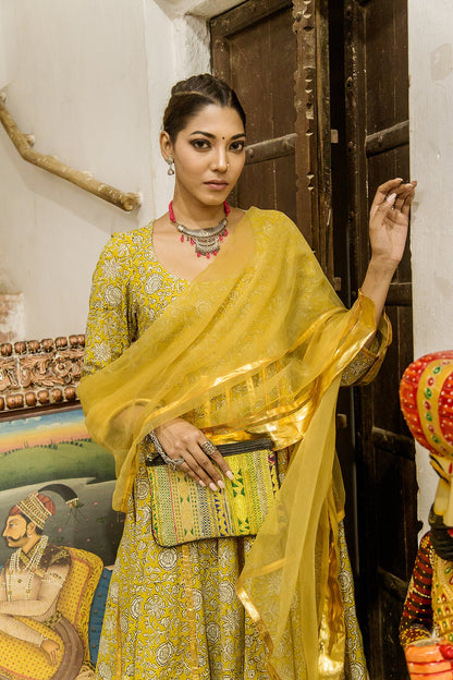 Inara Yellow Anarkali Set
