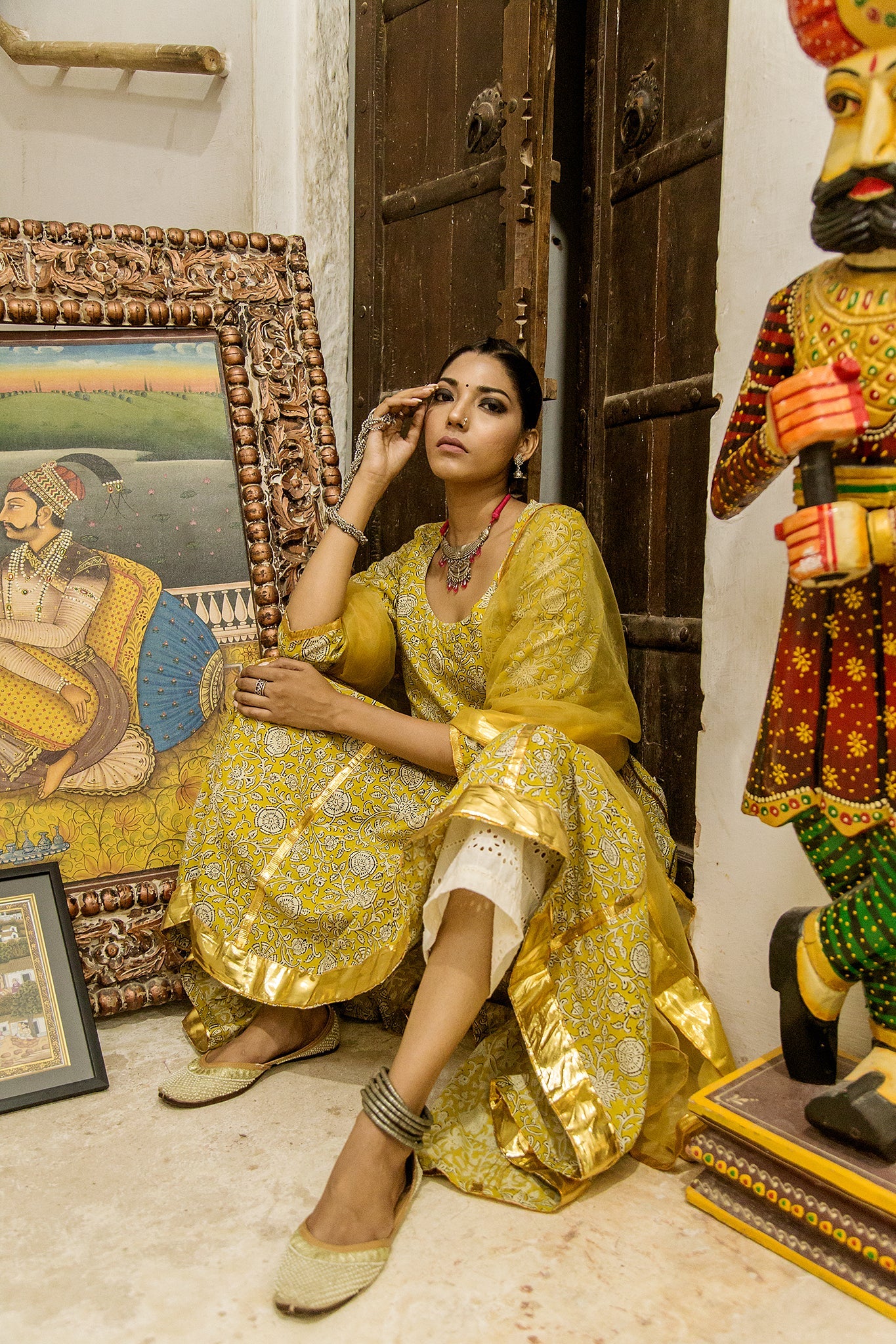 Inara Yellow Anarkali Set
