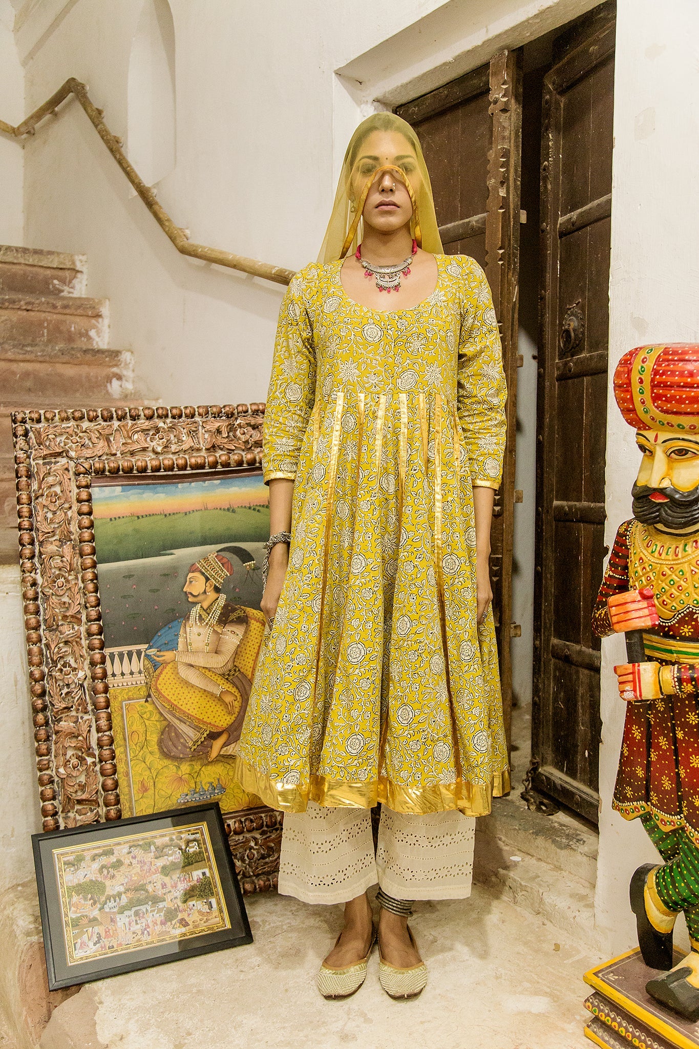 Inara Yellow Anarkali Set