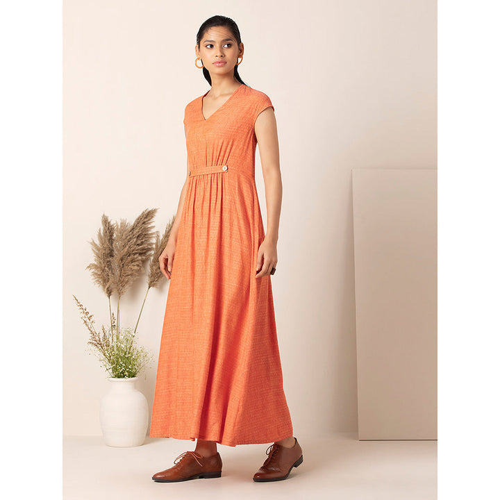 Earthen BY INDYA Orange Stretch Waist Maxi Dress