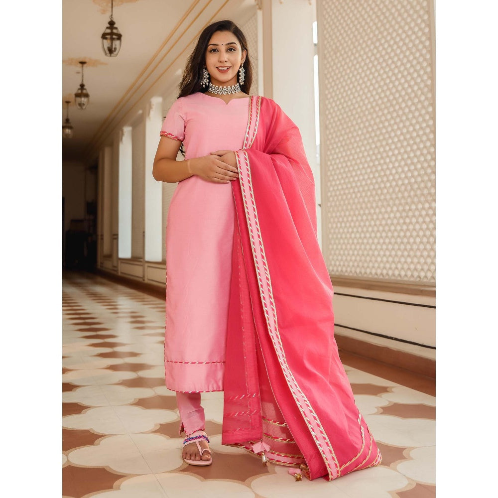Indian Virasat Flamingo Pink Suit (Set of 3)