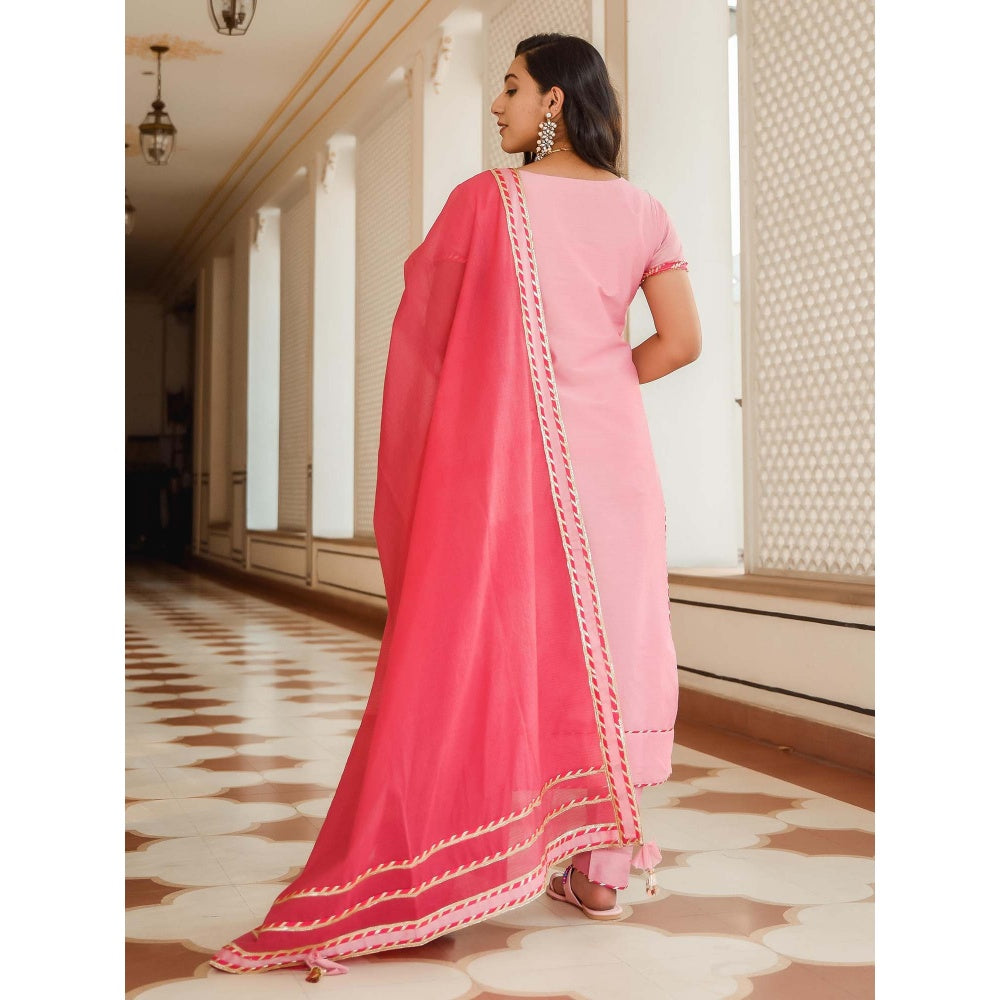 Indian Virasat Flamingo Pink Suit (Set of 3)