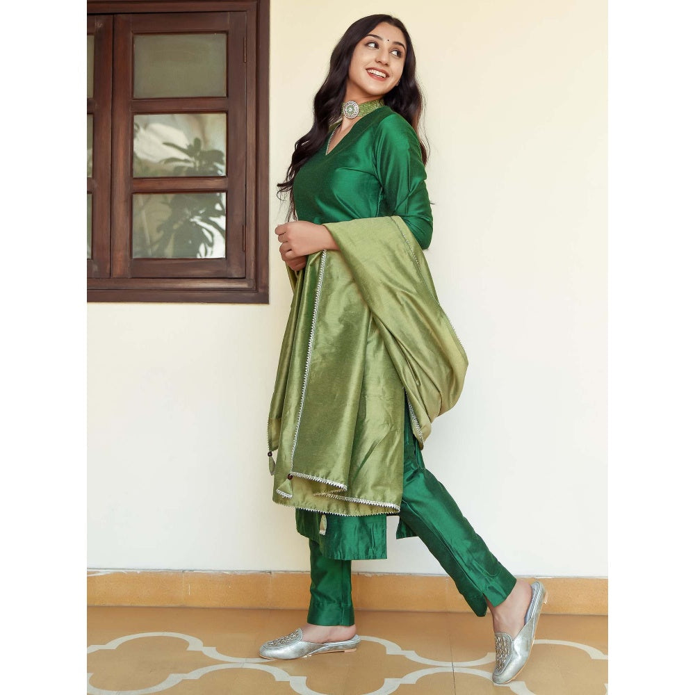 Indian Virasat Shades Of Green Suit (Set of 3)