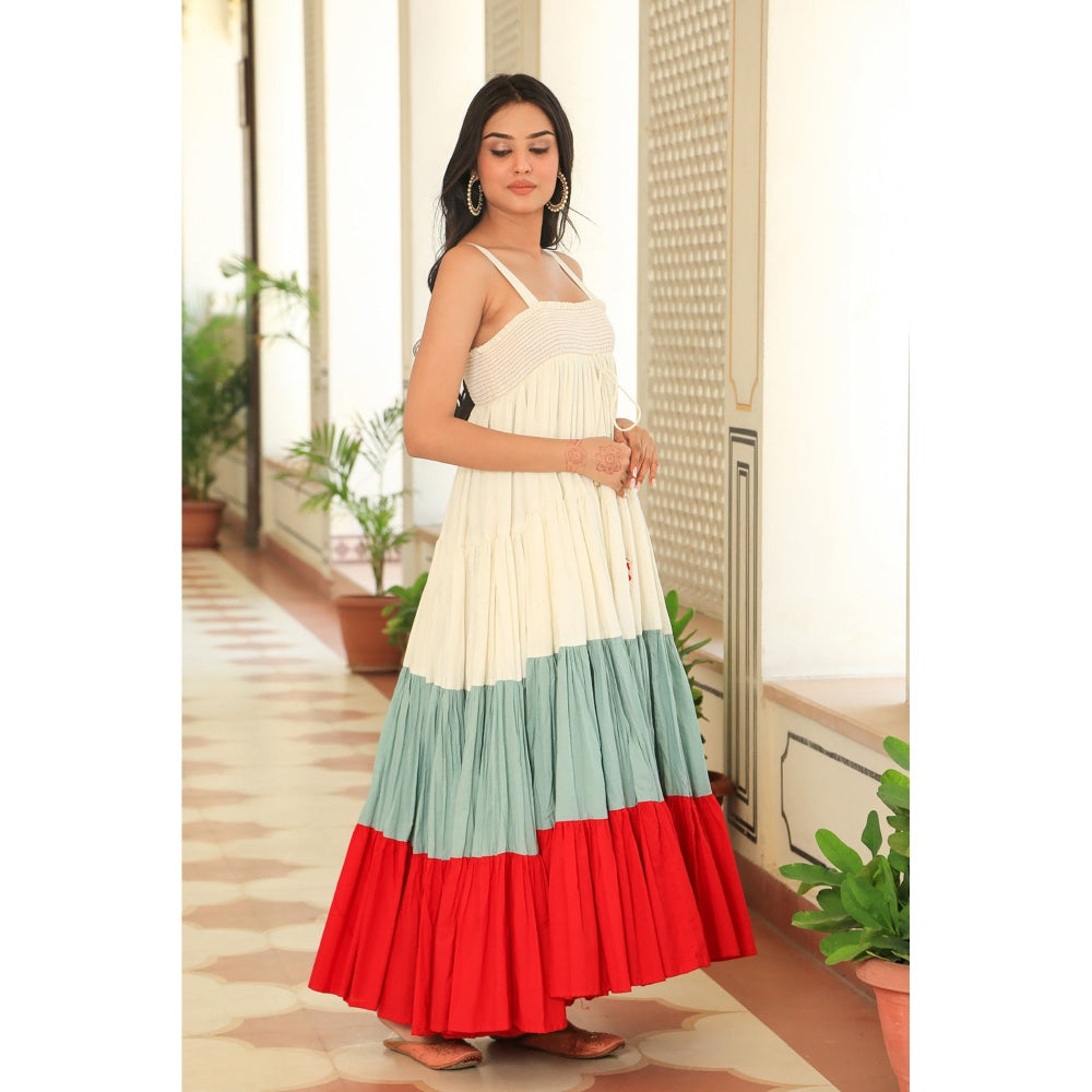 Indian Virasat Deep Colour Full Flair Tiered Dress