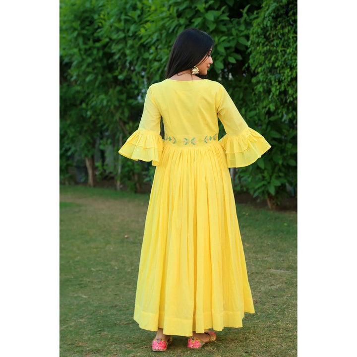 Indian Virasat Happy Yellow Embroidered Dress