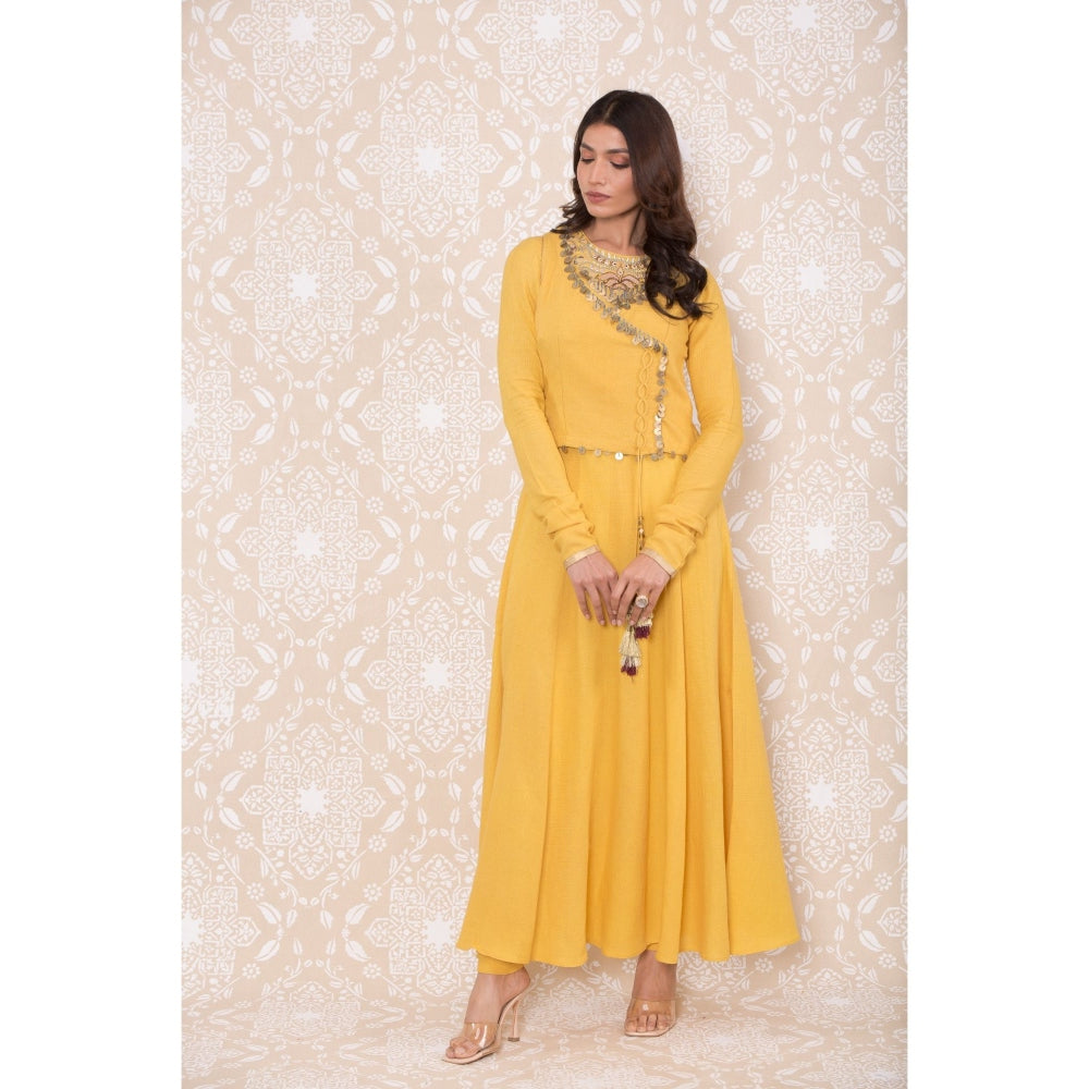 Inej Yellow Waistcoat Anarkali (Set of 3)