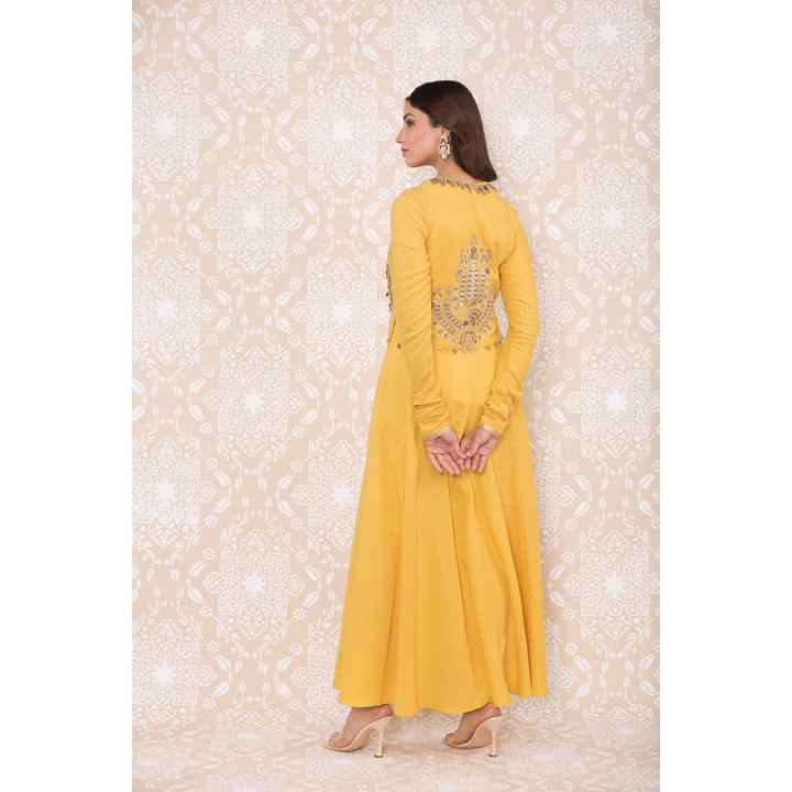 Inej Yellow Waistcoat Anarkali (Set of 3)