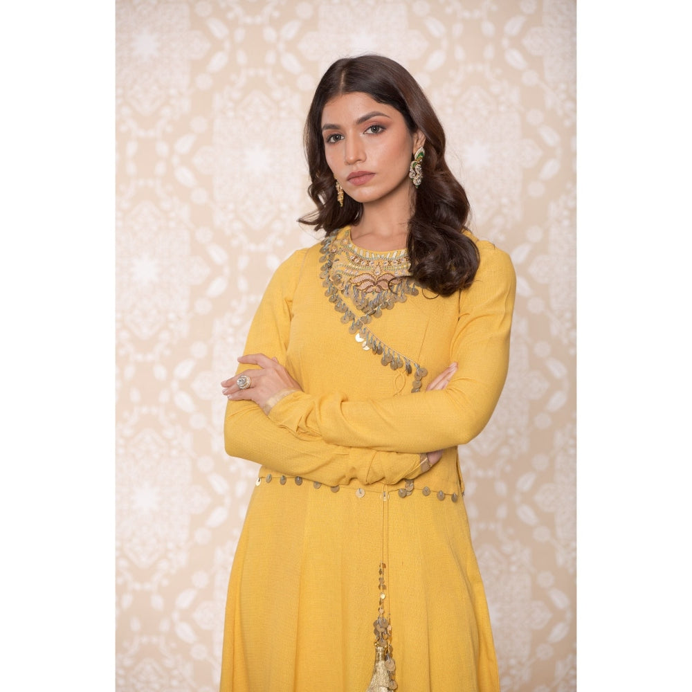 Inej Yellow Waistcoat Anarkali (Set of 3)