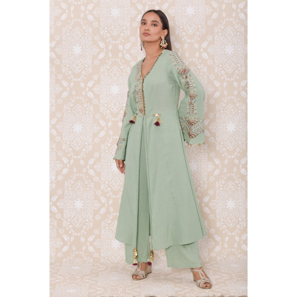 Inej Mint Green Front Open Kali Suit (Set of 2)